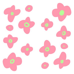 手描きのカラフルな花のパターンイラスト