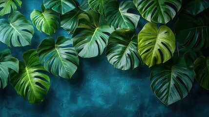 Rich Full Frame Display of Philodendron Foliage with Vibrant Green Leaves Against Dark Background