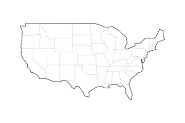 USA State Capitals map. Detailed Map of UNITED STATE vector black and white.