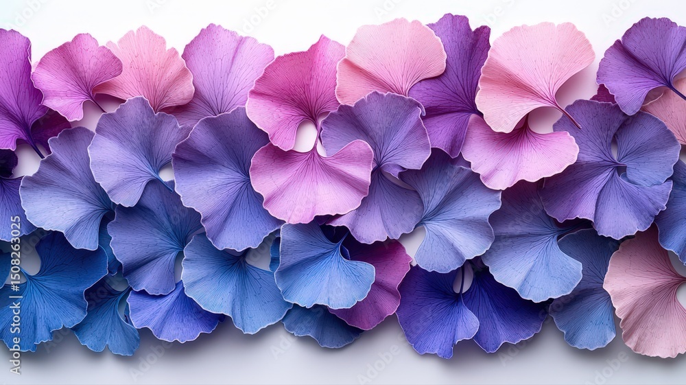 Poster seamless arrangement of overlapping pastel ginkgo leaves in a soft and colorful gradient display