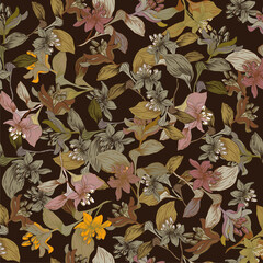  Seamless exotic autumn leaves background