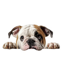 Fototapeta premium An adorable purebred English bulldog puppy portrait, isolated on a white background