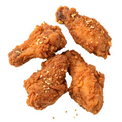 Korean Fried Chicken Isolated on Transparent Background..
