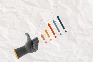 business success growth investment achievement concept collage hand halftone trendy. vector illustration leadership strategy marketing goal corporate finance development. management financial.