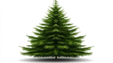 Lush Green Evergreen Christmas Tree Isolated on White Background Perfect for Holiday Designs and Winter Decorations