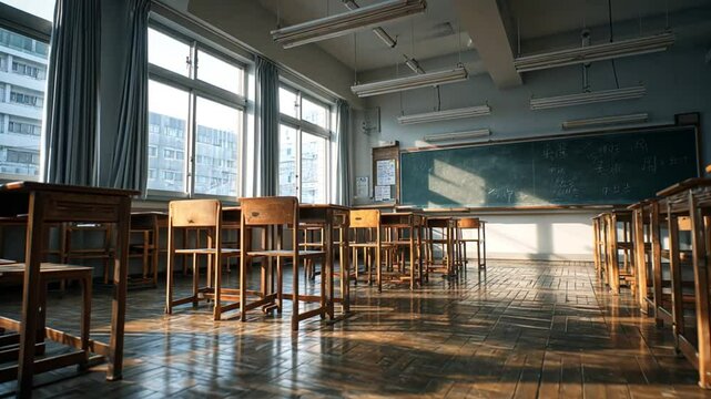 Empty classroom in japan