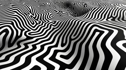 Obraz premium Wavy topographic blackandwhite optical illusion