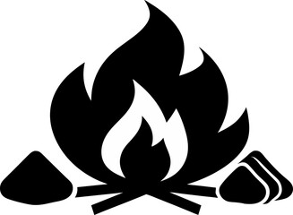 Campfire And Marshmallows Silhouette Vector Illustration