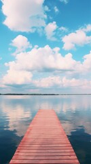 Fototapeta premium Lake sky boardwalk outdoors.