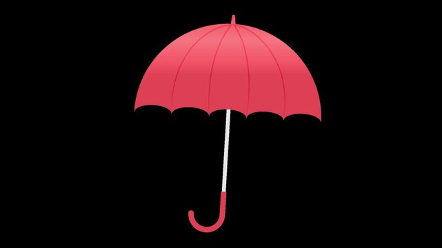 red umbrella opening animation on transparent background with alpha channel