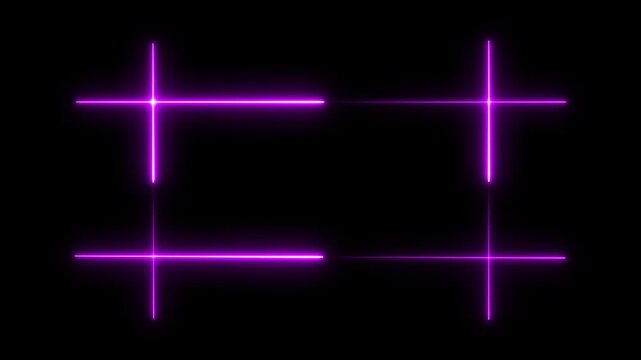Glowing neon frame animation with blue and purple color on black bac pattern LED screens projection technology  Glowing neon frame animation with blue and purple color on black background . 4k video .