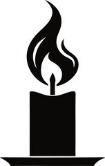 Candle With Flame Silhouette Vector Illustration