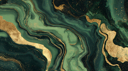 Green Emerald Marble with Gold Swirl Luxury Texture