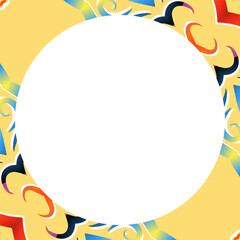 Traditional Indonesian batik for decorating circle in square frame