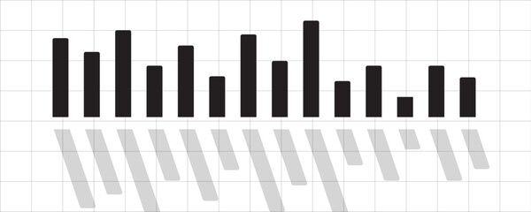 Fototapeta premium Minimal Black and White Bar Chart with 3D Shadow Effect Abstract Vector Design of Financial Data, Business Statistics, Growth Analytics, and Modern Infographic Element on Grid Background