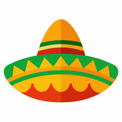 Colorful Mexican sombrero with decorative patterns. Traditional festive hat vector icon on white background.