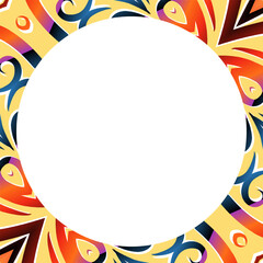 Traditional Indonesian batik for decorating circle in square frame