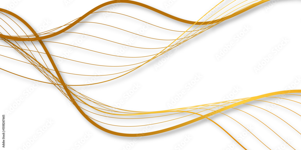 Poster golden abstract lines on white background elegant flowing wave design. minimalist luxurious design f