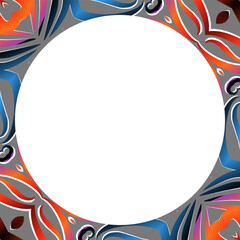 Traditional Indonesian batik for decorating circle in square frame