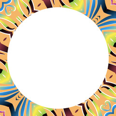 Traditional Indonesian batik for decorating circle in square frame