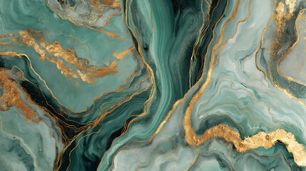 Elegant Marble Background with Deep Green and Gold