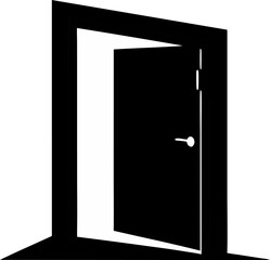 Door Slightly Ajar Silhouette Vector Illustration