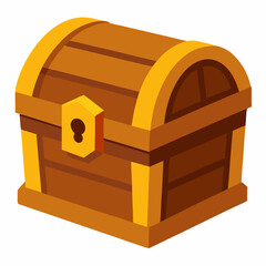 Cartoon treasure chest vector icon on white background.