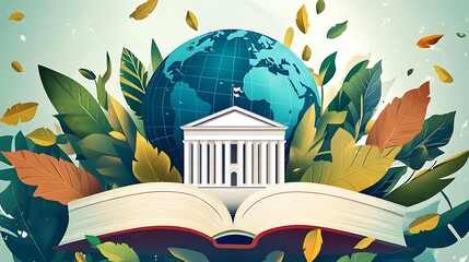 Global knowledge and learning represented by an open book.
