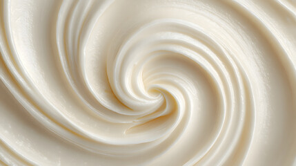 Close-up product shot of smooth white sauce swirling with soft creamy texture and glossy finish
