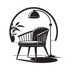 Chair Silhouette Vector | Clean Furniture Illustration Isolated on White Background