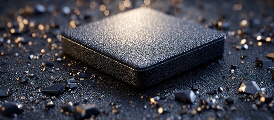 Dark Square Geometric Structure With Reflective Texture