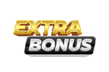 Golden and silver extra bonus vector text label graphic element