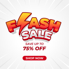 Flash sale marketing banner template with seventy five percent discount