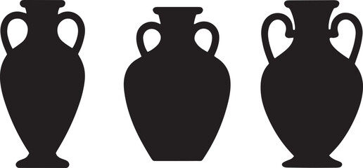 Ancient Greek brown clay amphora vase with handle traditional pottery design