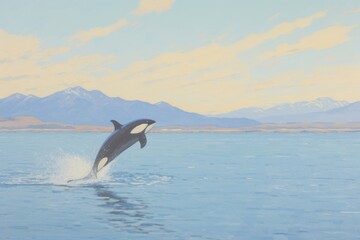 Naklejka premium Orca jumping dolphin animal mammal.