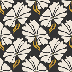 Trendy minimalist seamless botanical pattern with abstract creative hand drawn composition