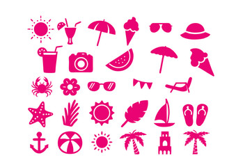 vector set of pink and white icons