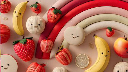 seamless pattern with breakfast foods like pancakes, toast, cereal, and milk cartons, with fun smiling expressions, warm pastel color palette, cheerful and tasty vibe, good compositio