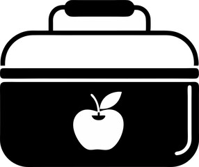 Lunchbox With Apple Silhouette Vector Illustration
