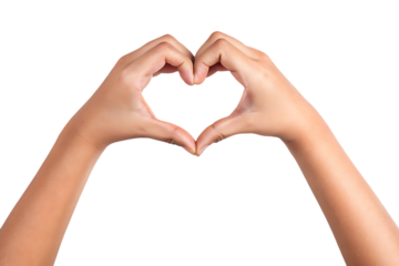 Hands forming heart shape isolated on a white background png ai generated