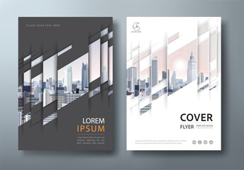 Black and white, book cover, annual reports, and flyer templates, layout in A4 size.
