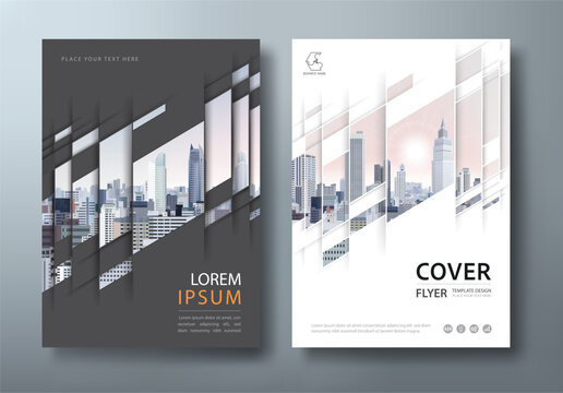 Black and white, book cover, annual reports, and flyer templates, layout in A4 size.