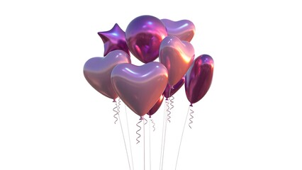 Elegant Purple and Pink Heart Shaped Balloons for Celebration