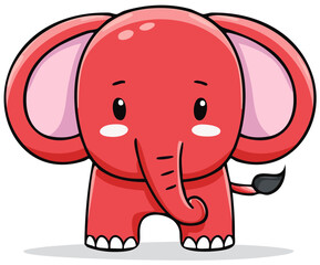 Fototapeta premium Cute Cartoon Red Elephant