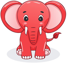 Naklejka premium Gentle Elephant Character Clipart