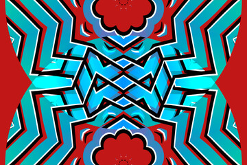 Beautiful glow colour gradient flower line art pattern wallpaper of indonesian traditional abstract batik ethnic dayak ornament for commercial ads	