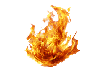 Fiery orange flames isolated on black background burning hot, On Transparent Background