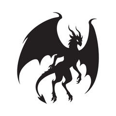 Black and white tribal dragon vector illustration with animal and fantasy elements