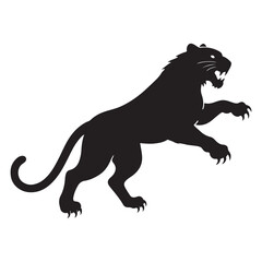 silhouette of a panther in white backraund