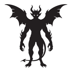 monstar man with wings style silhoutte illustration design in white backraund